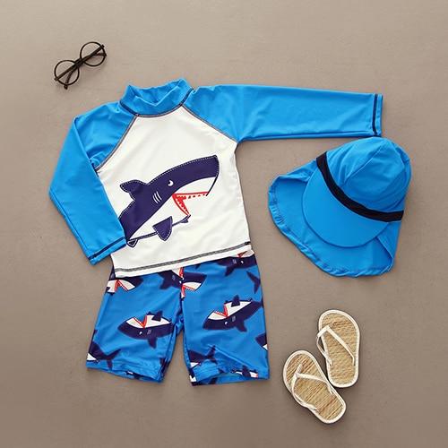 Boys Swimsuit New 2019 Children's Swimwear Swimsuit For Kids Boys Two Piece Swimming Suits Shirts Pants Boys Swimsuit CZ903