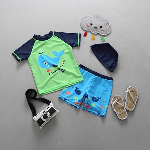 Boys Swimsuit New 2019 Children's Swimwear Swimsuit For Kids Boys Two Piece Swimming Suits Shirts Pants Boys Swimsuit CZ903