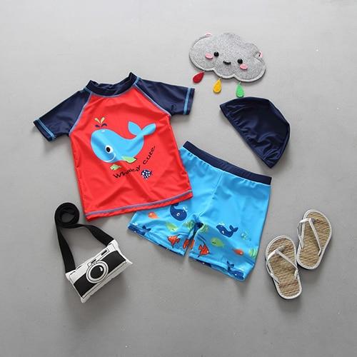 Boys Swimsuit New 2019 Children's Swimwear Swimsuit For Kids Boys Two Piece Swimming Suits Shirts Pants Boys Swimsuit CZ903