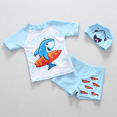 Boys Swimsuit New 2019 Children's Swimwear Swimsuit For Kids Boys Two Piece Swimming Suits Shirts Pants Boys Swimsuit CZ903