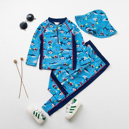 Boys Swimsuit New 2019 Children's Swimwear Swimsuit For Kids Boys Two Piece Swimming Suits Shirts Pants Boys Swimsuit CZ903