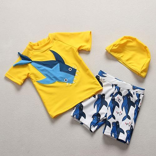 Boys Swimsuit New 2019 Children's Swimwear Swimsuit For Kids Boys Two Piece Swimming Suits Shirts Pants Boys Swimsuit CZ903