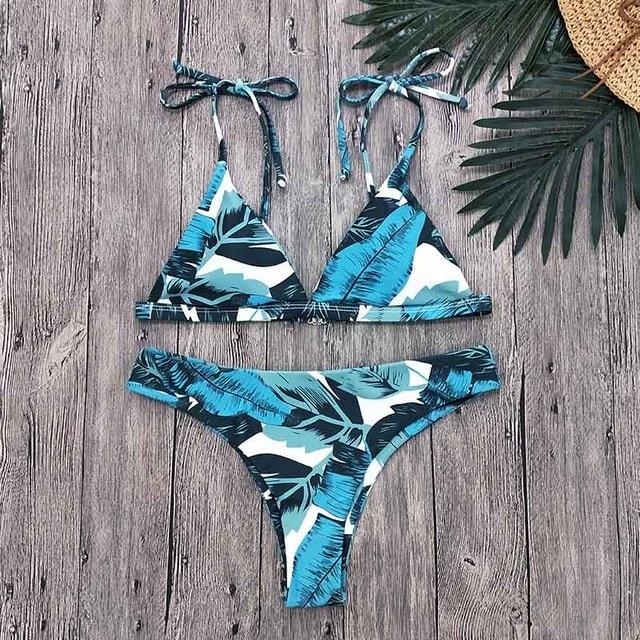 2019 Sexy Bikini Swimwear Women Swimsuit Push Up Biquini Brazilian Bikini Set Tie Up Summer Beach Wear Print Bathing Suit Female