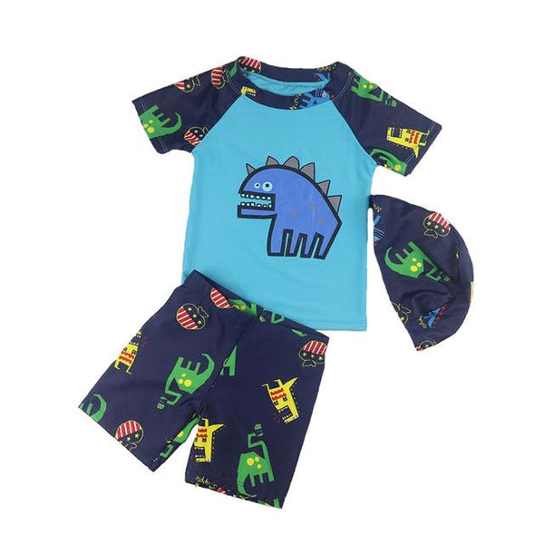 Children Cartoon Dinosaur Swimsuit Baby Kids UV Protection Swimming Bathing Suit Toddler Boys Summer Swimwear Beach Swim Clothes