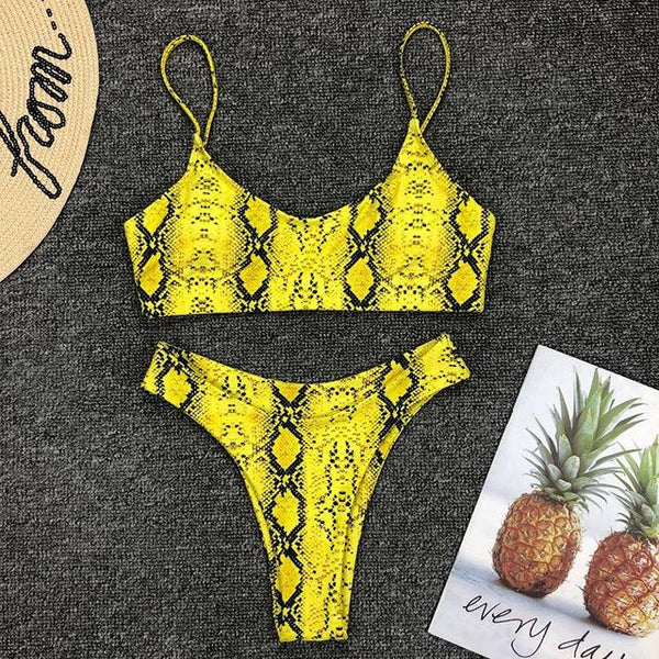 Sexy Snake Print Bikini 2019 Swimwear Women Thong Brazilian Bikinis Set Swimsuit Swimming for Bathing Suit maillot de bain femme