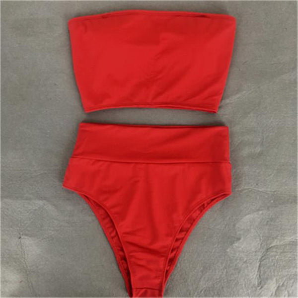High Waist Swimsuit 2018 Sexy Bikini Women Brazilian Pad Swimwear Push Up Bandeau Top Plus Size Bottom Bikini Set Bathing Suits