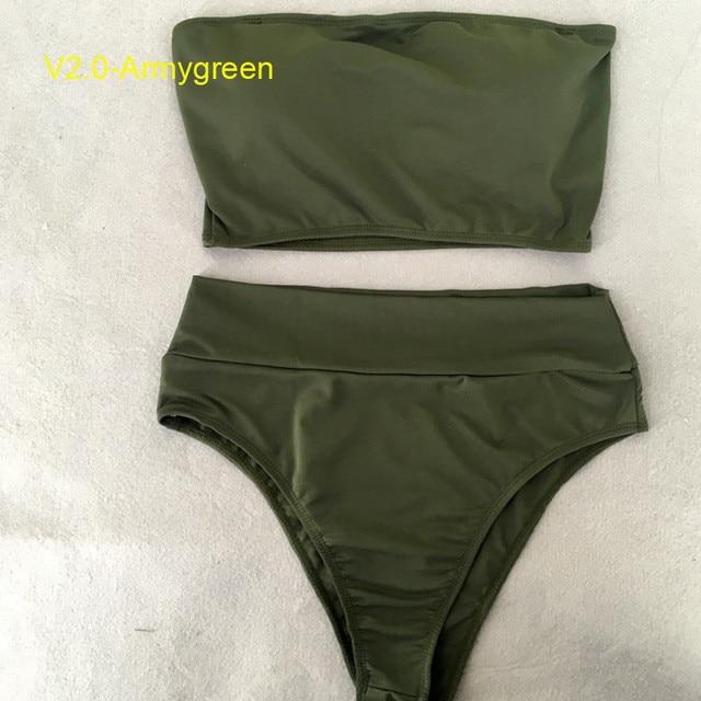 High Waist Swimsuit 2018 Sexy Bikini Women Brazilian Pad Swimwear Push Up Bandeau Top Plus Size Bottom Bikini Set Bathing Suits