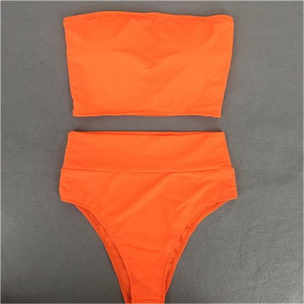 High Waist Swimsuit 2018 Sexy Bikini Women Brazilian Pad Swimwear Push Up Bandeau Top Plus Size Bottom Bikini Set Bathing Suits