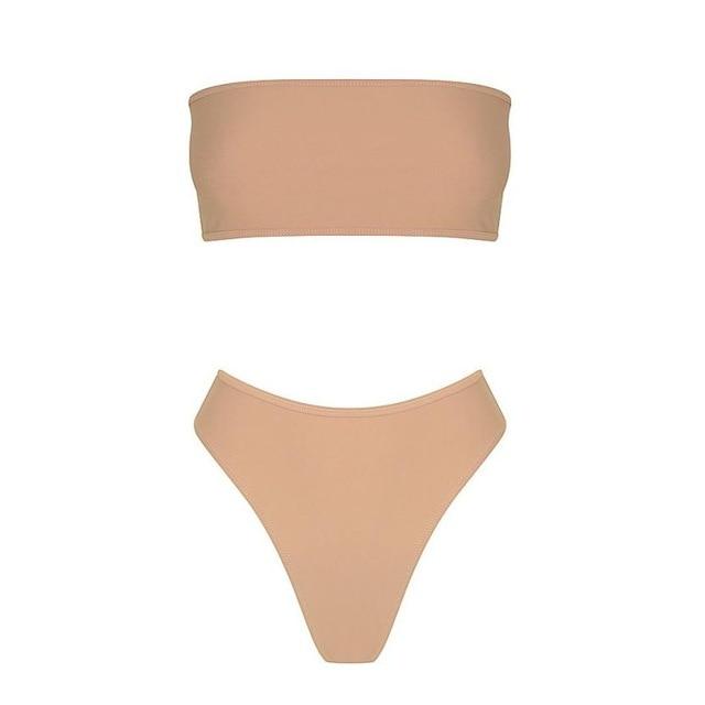 KLV swimming suit women 2019 push up Swimwear Bandeau Wrapped chest Bikini Set  Brazilian Swimsuit maillot de bain femme #@F