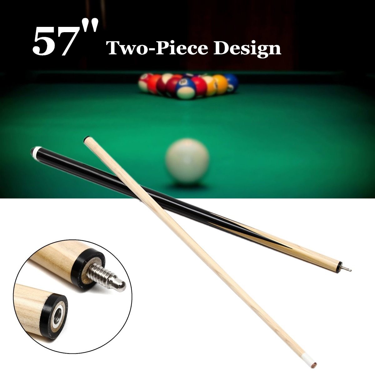 1Pcs 145cm 1/2 Structure Wooden Pool Cue Billiard House Bar Pool Cue Sticks Entertainment Snooker Accessories Billiard Tools