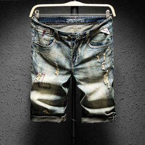 High Quality Summer New Men Ripped Holes Loose Straight Jeans Short Fashion Hip hop Bermuda Casual Beach Denim shorts