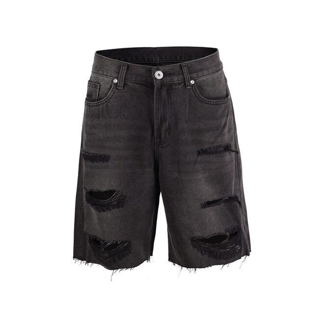 Dark Icon Ripped Shorts Men Denim Cotton Street Men's Shorts Black Blue 2019 Summer Hi-end Fashion Shorts for Men