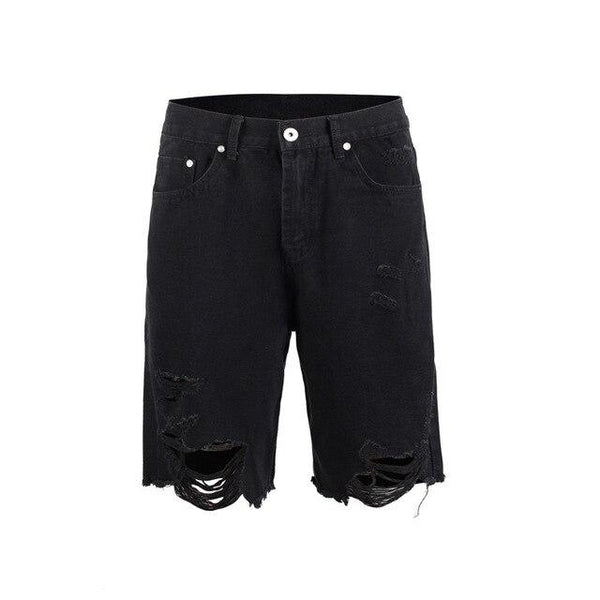 Dark Icon Loose Unlock Hemline Ripped Denim Shorts Men 2019 Summer High Street Fashion Men's Shorts