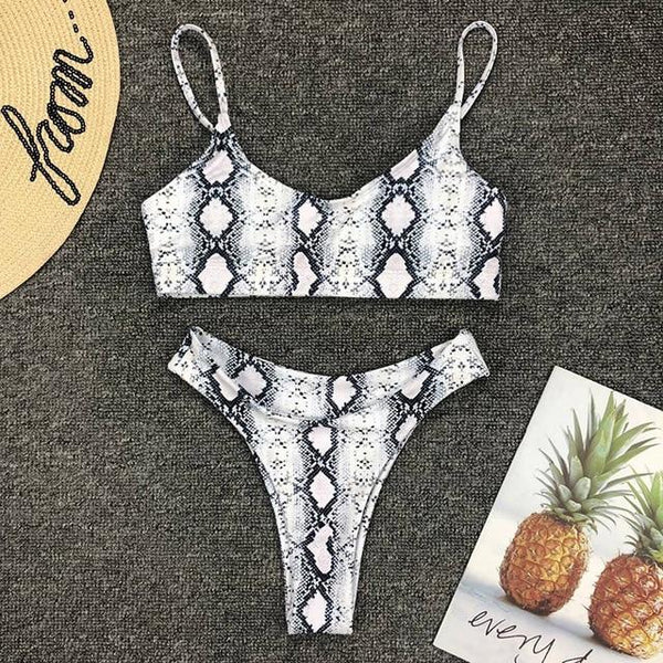 Sexy Snake Print Bikini 2019 Swimwear Women Thong Brazilian Bikinis Set Swimsuit Swimming for Bathing Suit maillot de bain femme