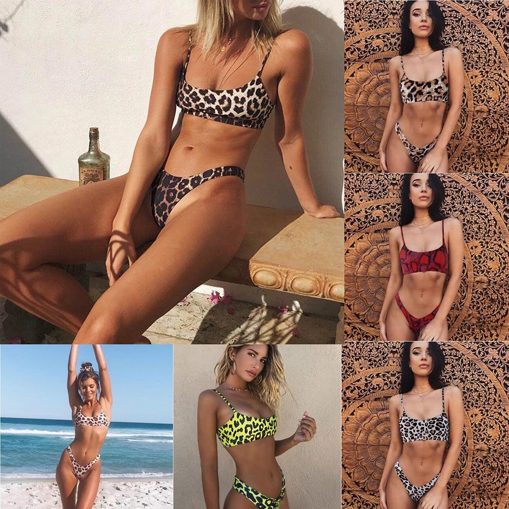 Bikini 2019 Women Swimwear Swimsuit Sexy Leopard Snake Pattern Bathing Suit Bandeau female Bikinis Set Beachwear Biquini