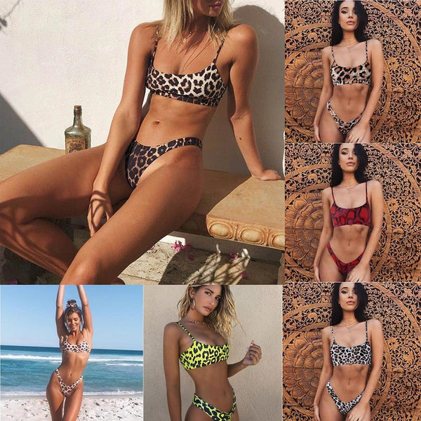 Bikini 2019 Women Swimwear Swimsuit Sexy Leopard Snake Pattern Bathing Suit Bandeau female Bikinis Set Beachwear Biquini