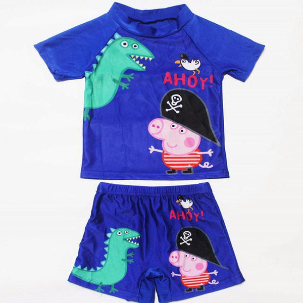2-11Years Kids Teen Boys Swimwear 2pcs Swim Suit( T Shirt+ Trunk) Beach Swimsuits Sunblock Bathing Suit Superman Spiderman