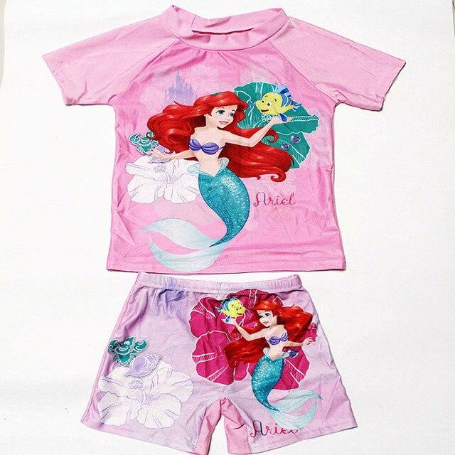 2-11Years Kids Teen Boys Swimwear 2pcs Swim Suit( T Shirt+ Trunk) Beach Swimsuits Sunblock Bathing Suit Superman Spiderman