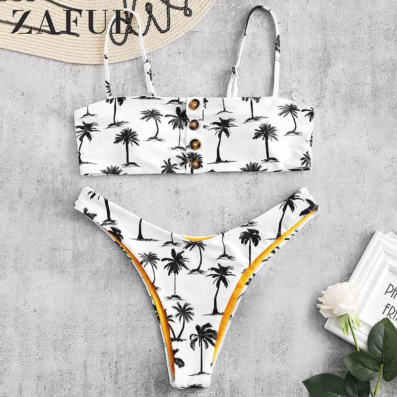 ZAFUL Women'S Swimming Suit Sexy Bikini Swimsuit Sexy Women Bikini Set Coconut Print Padded Swimwear Bathing Swimsuit Beachwear