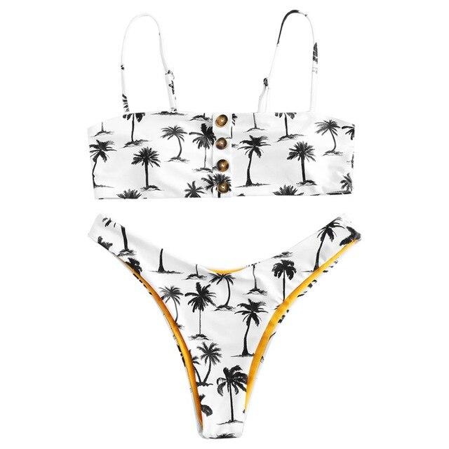 ZAFUL Women'S Swimming Suit Sexy Bikini Swimsuit Sexy Women Bikini Set Coconut Print Padded Swimwear Bathing Swimsuit Beachwear