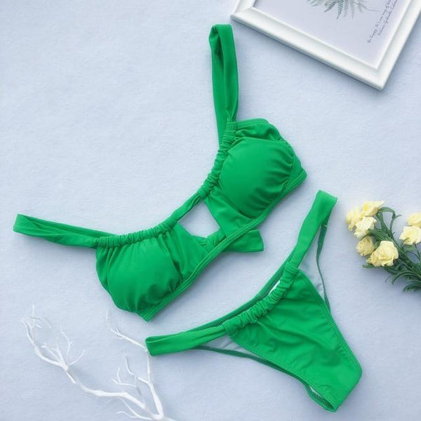 Peachtan Sexy pink swimwear women bathing suit Bandeau bikinis 2019 mujer Micro swimsuit female Push up two-piece suit summer