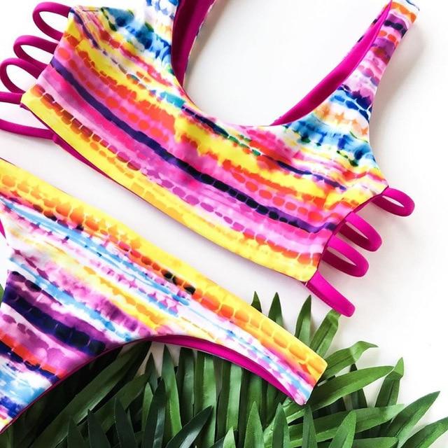 2019 Bikinis Women Swimwear Push Up Bikini Set Swimsuit Top Solid Bottom Print Brazilian Biquini Bathing Suit Swim Wear Beach