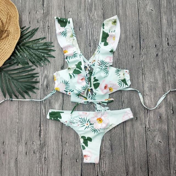2019 Sexy Bikini Swimwear Women Swimsuit Push Up Biquini Brazilian Bikini Set Tie Up Summer Beach Wear Print Bathing Suit Female