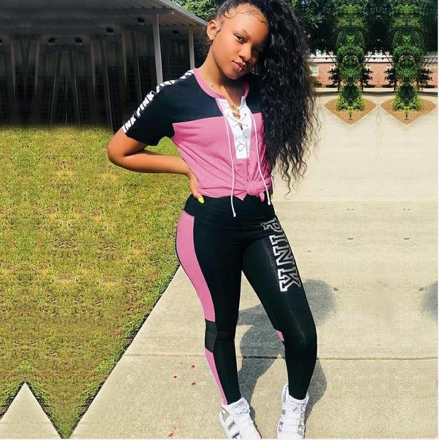 Pink Letters Print 2 Piece Set Women Plus Size Top And Pants Casual Outfit Sweat Suits Two Piece Sweatshirt Tracksuit