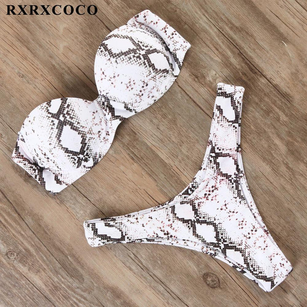 RXRXCOCO Sexy Push Up Bikini Women Swimsuit 2019 Bandeau Beach Wear Brazilian Bikini Set Swimwear Bathing Suit Swimming Suits