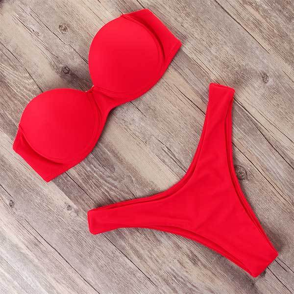 RXRXCOCO Sexy Push Up Bikini Women Swimsuit 2019 Bandeau Beach Wear Brazilian Bikini Set Swimwear Bathing Suit Swimming Suits