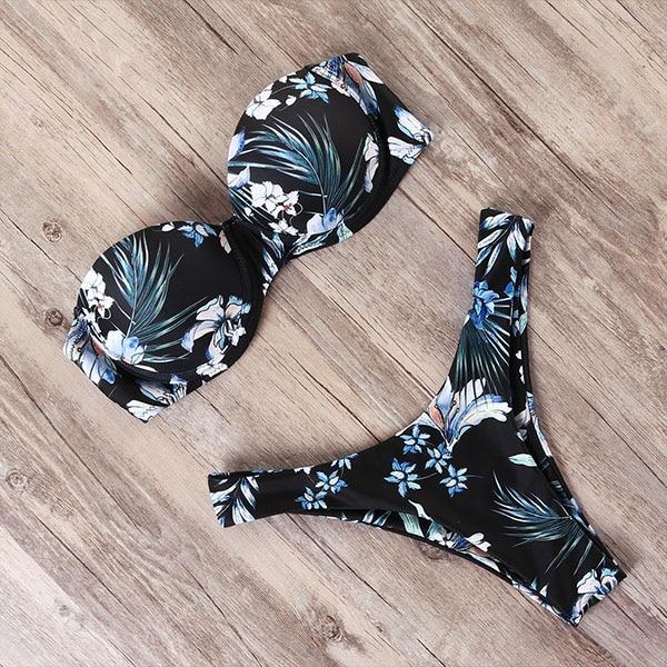 RXRXCOCO Sexy Push Up Bikini Women Swimsuit 2019 Bandeau Beach Wear Brazilian Bikini Set Swimwear Bathing Suit Swimming Suits
