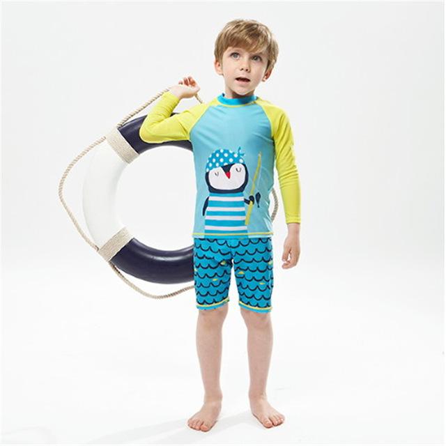 Boys Girls Cartoon Swinsuit Baby Rashguard Kids Surfing Swimwear Children Anti-UV Swim Suit Toddler Swimming Surf Beach Set 2pcs