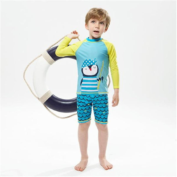 Boys Girls Cartoon Swinsuit Baby Rashguard Kids Surfing Swimwear Children Anti-UV Swim Suit Toddler Swimming Surf Beach Set 2pcs