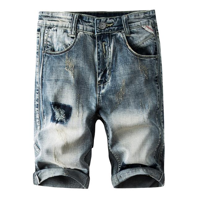2019 New Summer Men's Denim Shorts Fashion Casual Classical Elastic Slim Fit Ripped Short Jeans Classic Style Brand Clothes