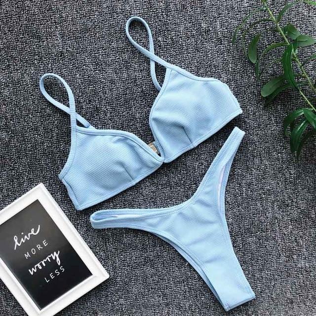 Padded Push Up Bikini Set Underwire Flower Ruffles Swimsuit For Women Sexy Solid Bandeau Female Bathing Suit 2018 Summer Biquini