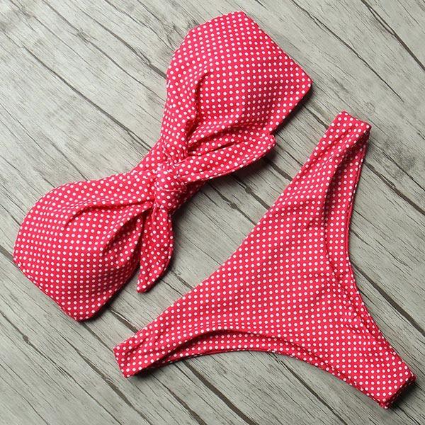 Solid Bandeau Bikini Set 2019 Sexy Swimsuit Women Bikini Brazilian Thong Swimwear Female Halter top Bathing Suit Swimming Wear