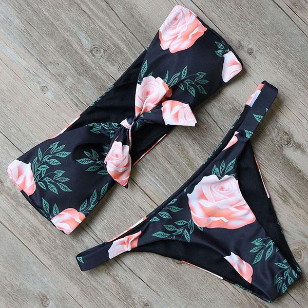 Solid Bandeau Bikini Set 2019 Sexy Swimsuit Women Bikini Brazilian Thong Swimwear Female Halter top Bathing Suit Swimming Wear