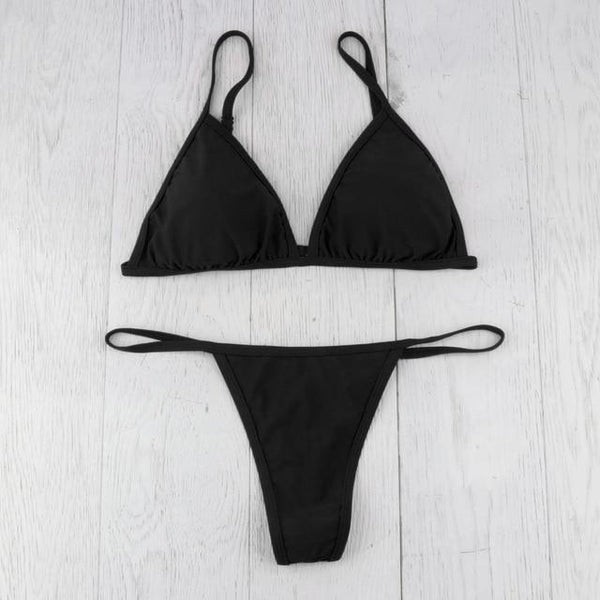 SAGACE Bikini 2019 Brazilian Modest Swimwear Sexy Mini Thong Strappy Hot Bikini Women Sexy Solid Color Beach Wear Black Red