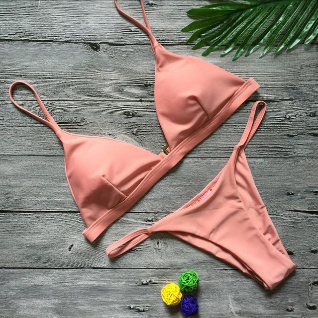 Vertvie Women Sexy Swimsuits 2 Piece Beach Swimming Suits Brazilian Bikini Push Up Bikini Sets Female Solid Sexy Swimwear