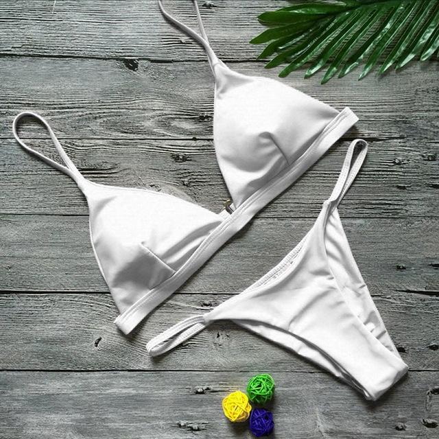 Vertvie Women Sexy Swimsuits 2 Piece Beach Swimming Suits Brazilian Bikini Push Up Bikini Sets Female Solid Sexy Swimwear