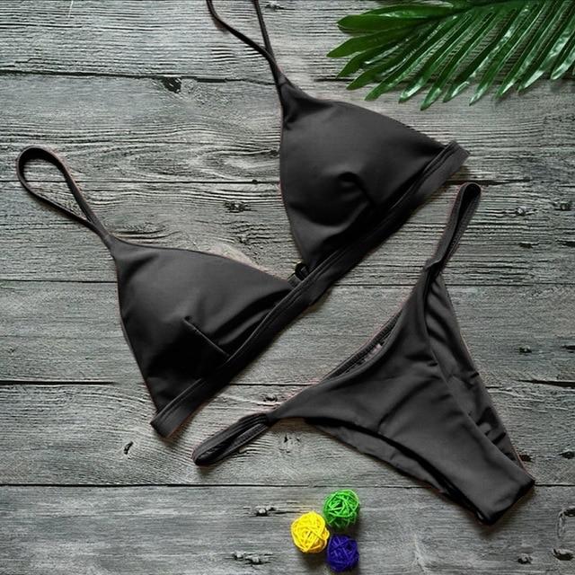 Vertvie Women Sexy Swimsuits 2 Piece Beach Swimming Suits Brazilian Bikini Push Up Bikini Sets Female Solid Sexy Swimwear