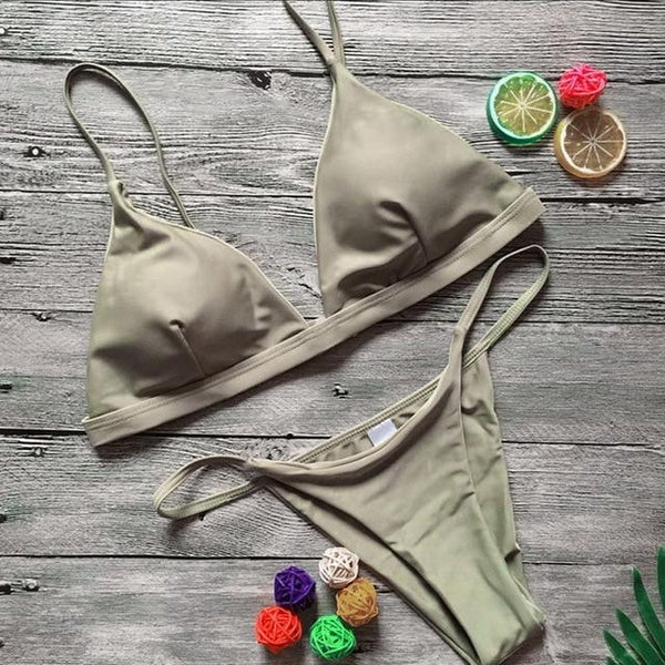 Vertvie Women Sexy Swimsuits 2 Piece Beach Swimming Suits Brazilian Bikini Push Up Bikini Sets Female Solid Sexy Swimwear