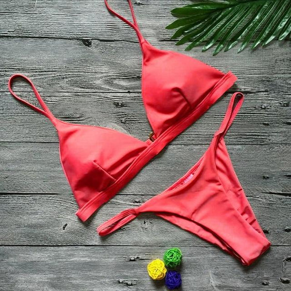 Vertvie Women Sexy Swimsuits 2 Piece Beach Swimming Suits Brazilian Bikini Push Up Bikini Sets Female Solid Sexy Swimwear