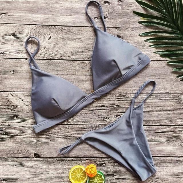 Vertvie Women Sexy Swimsuits 2 Piece Beach Swimming Suits Brazilian Bikini Push Up Bikini Sets Female Solid Sexy Swimwear