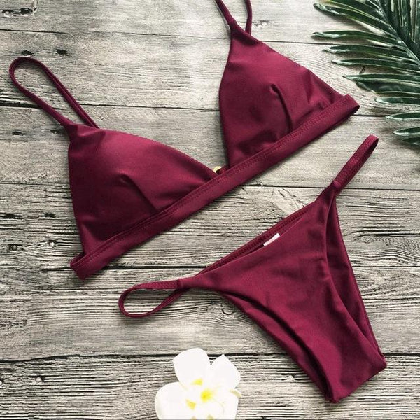 Vertvie Women Sexy Swimsuits 2 Piece Beach Swimming Suits Brazilian Bikini Push Up Bikini Sets Female Solid Sexy Swimwear