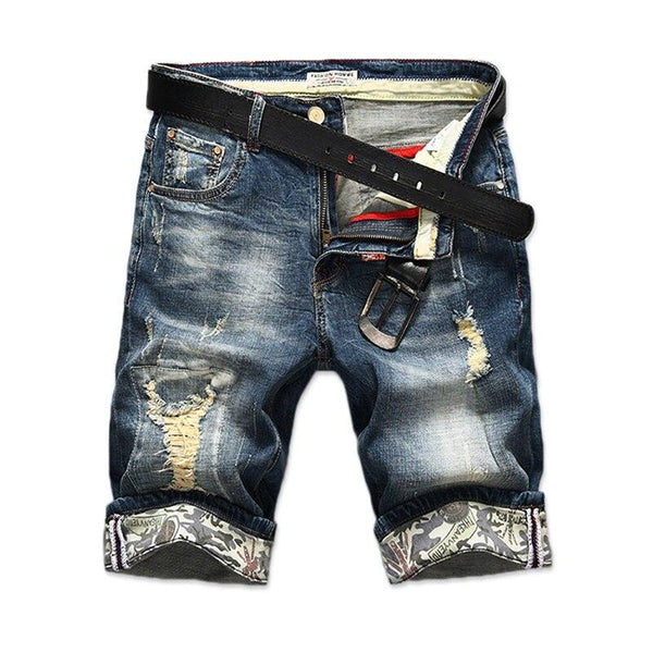 Short Jeans Men Vogue 2019 Fashion Hot Mens Ripped Short Jeans Hole Bermuda Summer Casual Cotton Cowboy Capris Denim Shorts Male