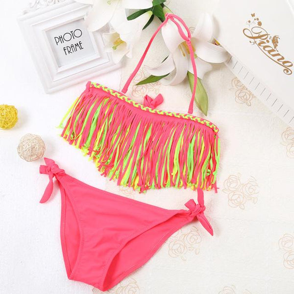 Kids Bikini 2019 Girls Swimwear Bathing Sets Kid Swimming Suit Tassel Swimsuit Children Bikinis Baby Set New Biquini Infantil