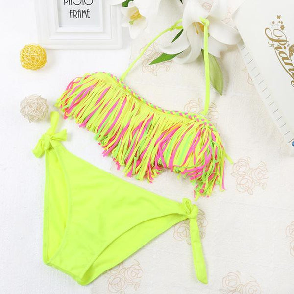 Kids Bikini 2019 Girls Swimwear Bathing Sets Kid Swimming Suit Tassel Swimsuit Children Bikinis Baby Set New Biquini Infantil