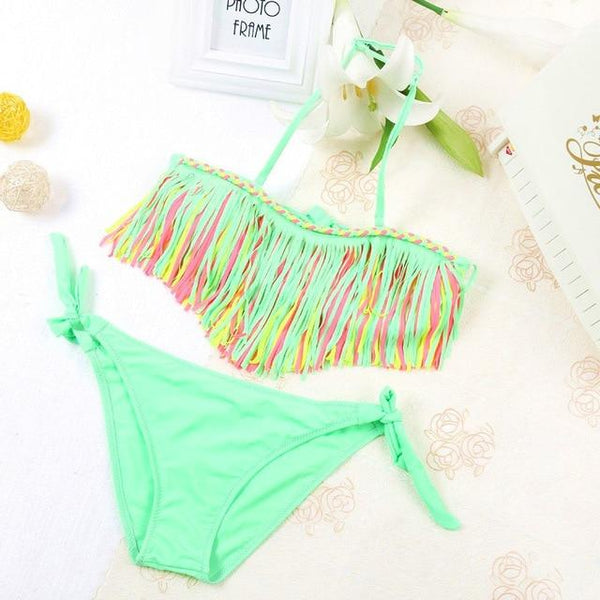 Kids Bikini 2019 Girls Swimwear Bathing Sets Kid Swimming Suit Tassel Swimsuit Children Bikinis Baby Set New Biquini Infantil
