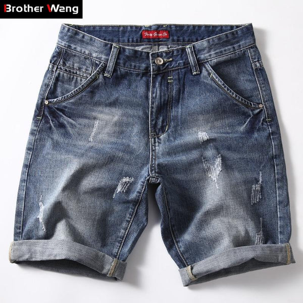 Classic Denim Shorts Men 2019 Summer Fashion Casual Slim Fit Ripped Blue Short Jeans Male Brand Clothes